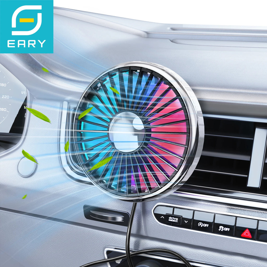 Eary Car Fan Mount For Front Rear Air Vent With 360 Rotatable Air Circulation Fan 3 Wind Speeds Strong Airflow Car Electronic